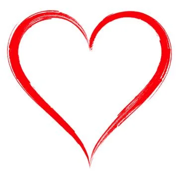Vector Heart shape frame with brush painting isolated on white background Stock Illustration