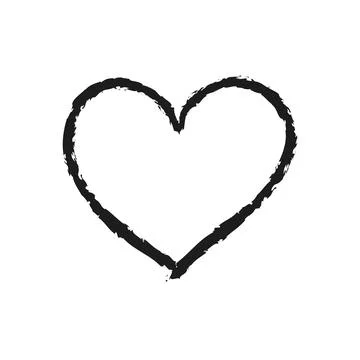 Vector Heart shape frame with brush painting. Chalk drawn heart Stock Illustration