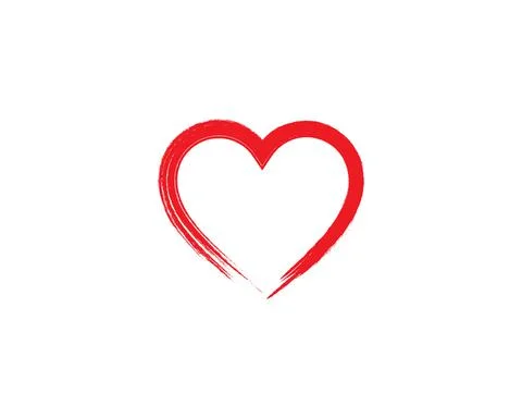 Vector Heart shape frame with brush painting isolated on white background Stock Illustration