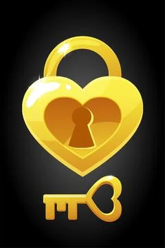 Vector heart shape key and lock icons. Stock Illustration