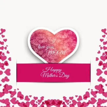 Vector heart shape with pattern and text cut from paper for Mother's Day in.. Stock Illustration