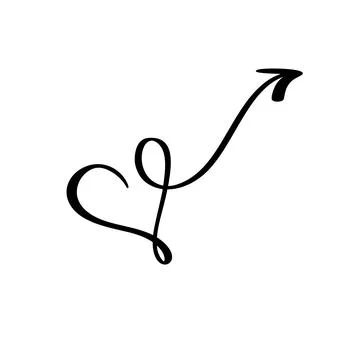 Vector Heart Shape Valentine Arrow with Flowing Line. Love romantic Illustr.. Stock Illustration