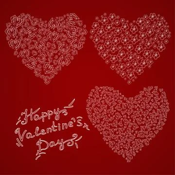 Vector heart shape with Valentine's Day elements and lettering. 스톡 일러스트