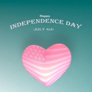 Vector heart shaped flag banner, USA Independence Day banner in vintage style Stock Illustration