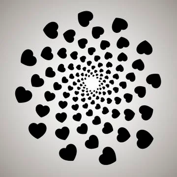 Vector heart. Swirl, vortex background. Rotating spiral. Pattern of a whirlin Illustrazione stock