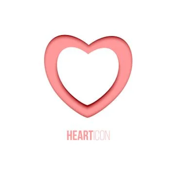 Vector heart symbol isolated on white background. Pink paper heart. イラスト素材