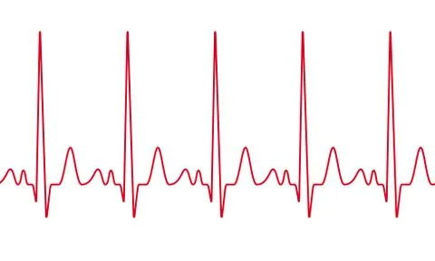 Vector heartbeat cardiogram. Red line seamless electrocardiogram pulse line.  Illustrazione stock