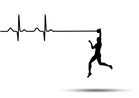 Vector heartbeat electrocardiogram and running man Stock Illustration