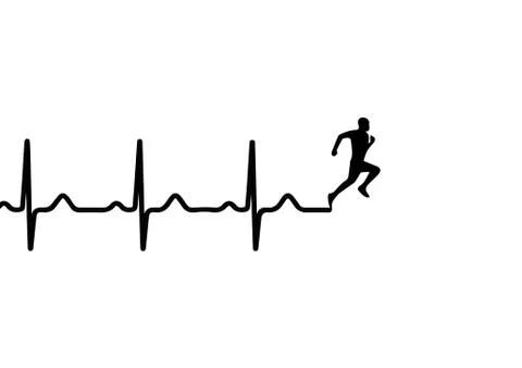 Vector heartbeat electrocardiogram and running man Stock Illustration