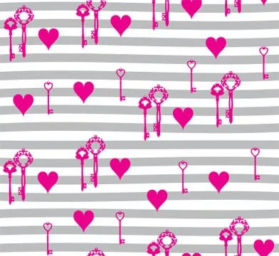 Vector Hearts and Keys Stock Illustration