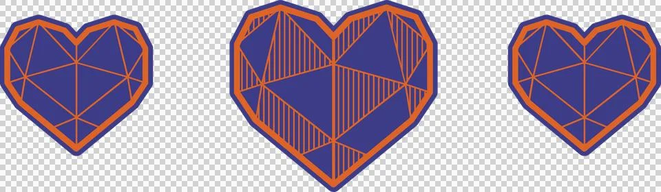 Vector hearts are floating on transparent background with orange outlines and 库存插图