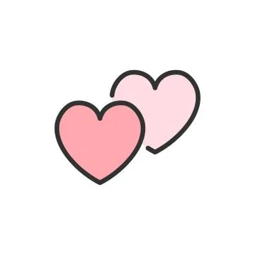 Vector hearts, favorite, positive feedback flat color line icon. Illustrazione stock