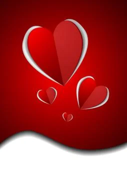 Vector : Hearts on red card Stock Illustration