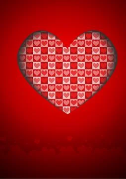 Vector : Hearts on red card Stock Illustration