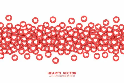 Vector Hearts Red Flat Icons Love Symbol Isolated On White Background Stock Illustration