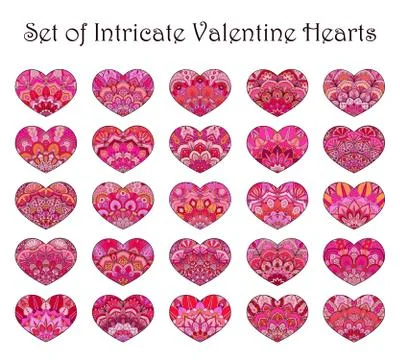 Vector Hearts Set Flower Design Stock Illustration