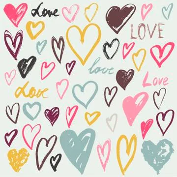 Vector hearts set. Hand drawn Stock Illustration