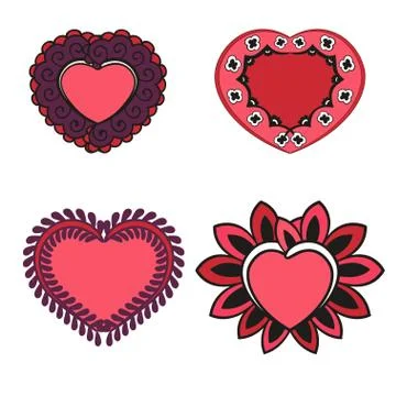 Vector hearts set. Hand drawn Stock Illustration