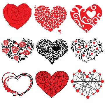 Vector hearts set. Illustrazione stock