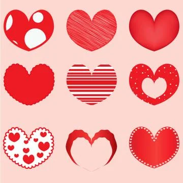 Vector hearts set for wedding Stock Illustration