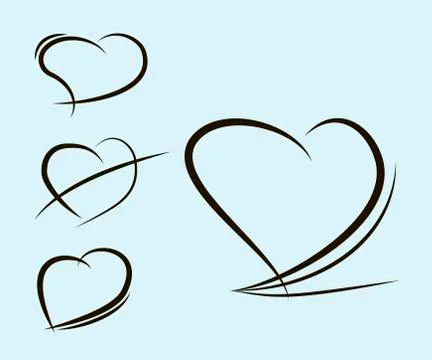 Vector hearts silhouettes Stock Illustration