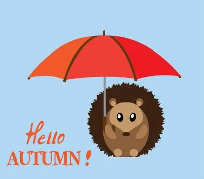 Vector Hedgehog With Umbrella Stock Illustration