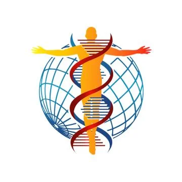 Vector helix strand DNA human logo icon isolated on white background Illustrazione stock