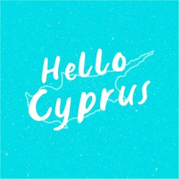 Vector Hello Cyprus Text Design illustration turquoise Stock Illustration