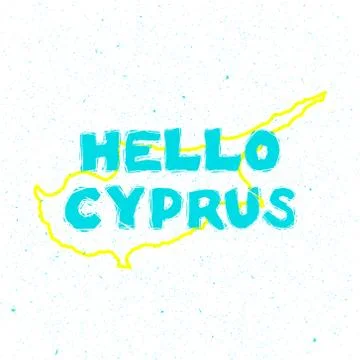 Vector Hello Cyprus Text Design illustration turquoise Stock Illustration