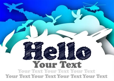 Vector hello in paper art style Stock Illustration
