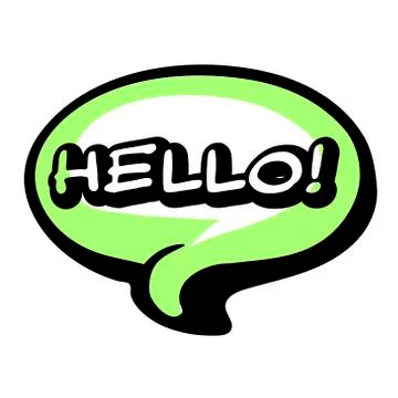 Vector Hello speech bubble. Colorful emotional icon isolated on white Stock Illustration