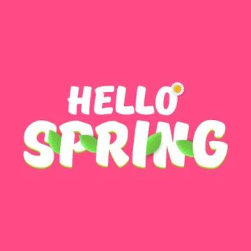 Vector hello spring cut paper banner with text and flowers. hello spring slogan Stock Illustration