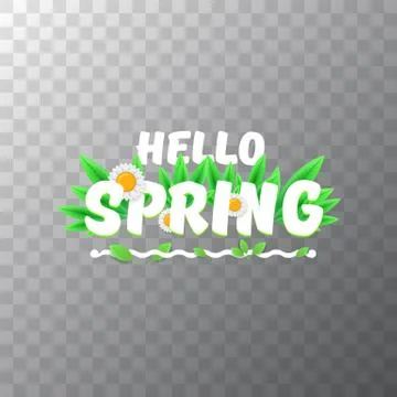 Vector hello spring cut paper banner with text and flowers. hello spring slogan Stock Illustration