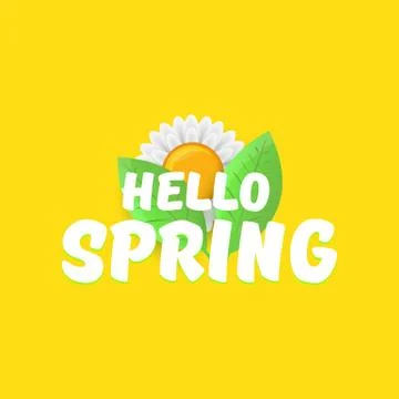 Vector hello spring cut paper banner with text and flowers. hello spring slogan Stock Illustration
