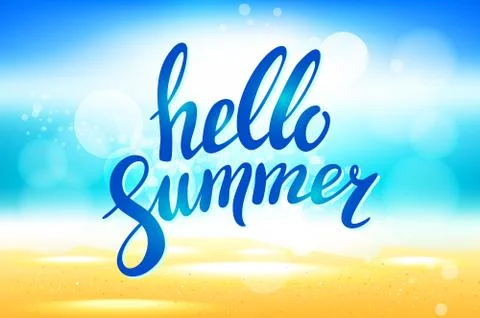 Vector hello summer background. Hello summer vector illustration on blurred.. Stock Illustration