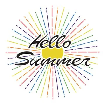 Vector hello summer background. lettering design Stock Illustration