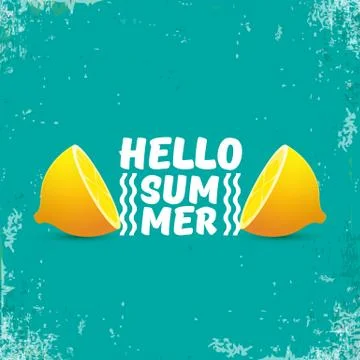 Vector Hello Summer Beach Party Flyer Design template with fresh lemon isolated Stock Illustration
