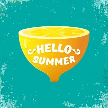Vector Hello Summer Beach Party Flyer Design template with fresh lemon isolated Stock Illustration