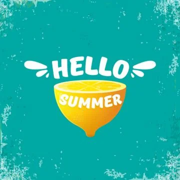 Vector Hello Summer Beach Party Flyer Design template with fresh lemon isolated Stock Illustration