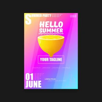 Vector Hello Summer Beach Party vertical A4 poster Design template or mock up 스톡 일러스트