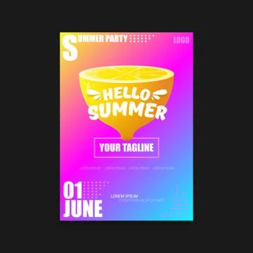 Vector Hello Summer Beach Party vertical A4 poster Design template or mock up 스톡 일러스트
