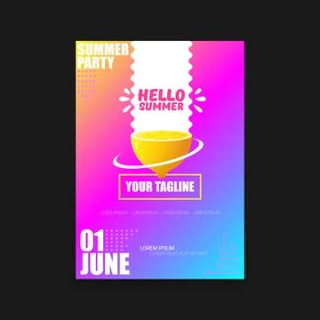 Vector Hello Summer Beach Party vertical A4 poster Design template or mock up 스톡 일러스트