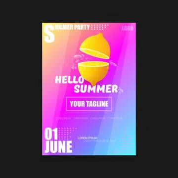 Vector Hello Summer Beach Party vertical A4 poster Design template or mock up 스톡 일러스트