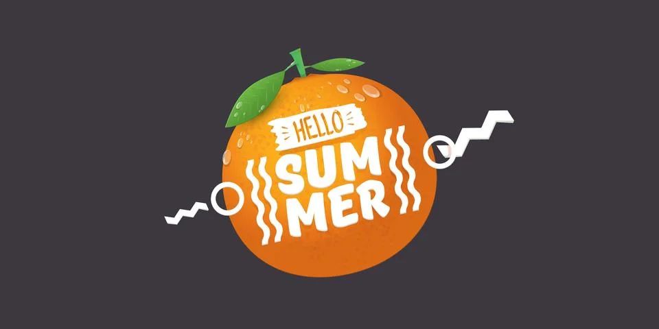 Vector Hello Summer horizontal banner or flyer Design template with fresh orange Stock Illustration