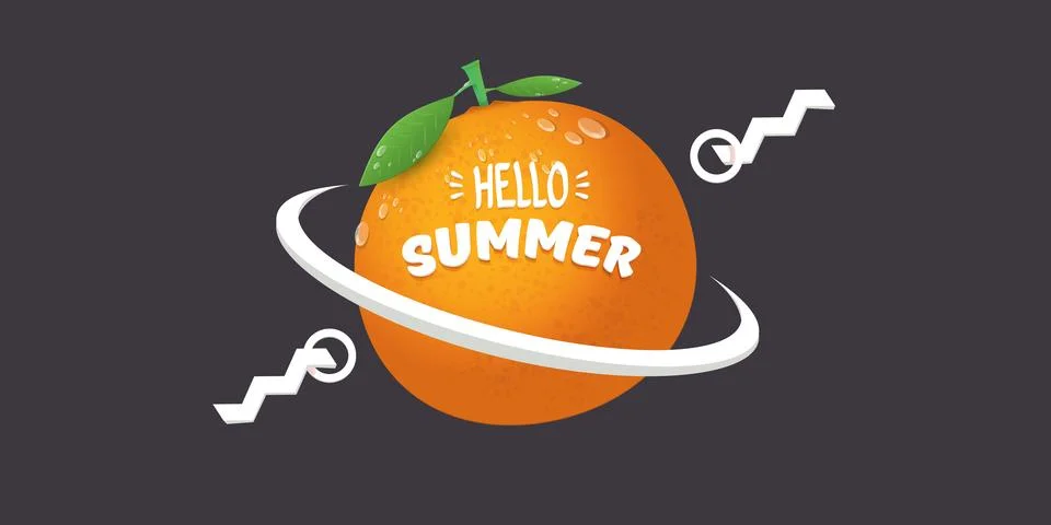 Vector Hello Summer horizontal banner or flyer Design template with fresh orange Stock Illustration