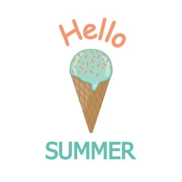 Vector hello summer Ice cream illustration. Stock Illustration
