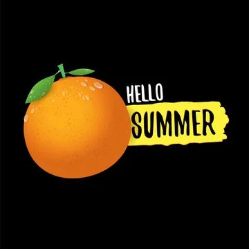 Vector Hello Summer poster and flyer Design template with fresh orange fruit Stock Illustration