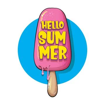 Vector hello summer vector concept illustration with cartoon funny hand drawn Stock Illustration