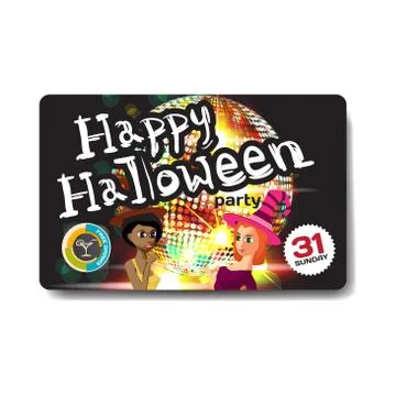 Vector helloween party invitation disco style. Night club, dj, w Stock Illustration