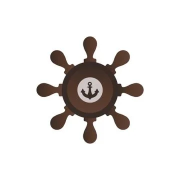 Vector helm boat steering wheel with anchor icon Illustration